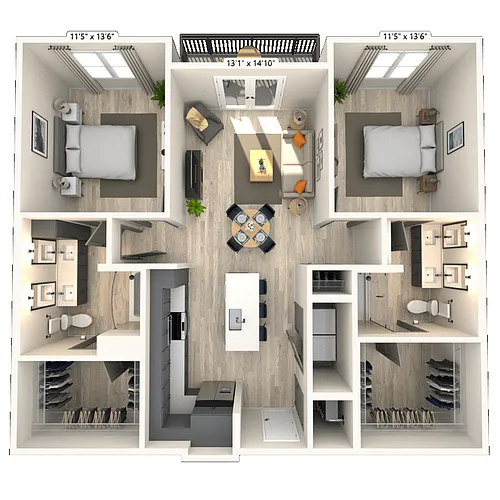 Floor plan B2 2x2 1128 SF-FP