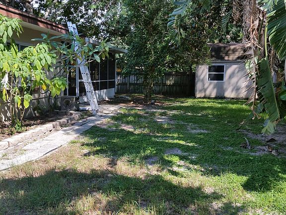 Private back yard with storage shed