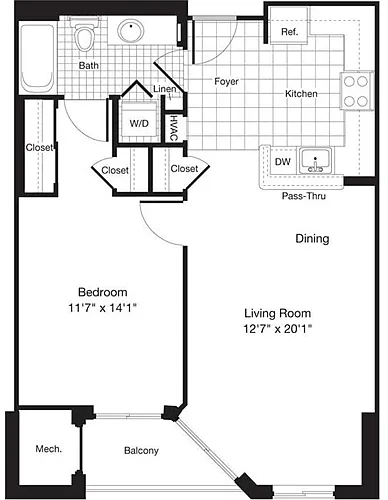 Floor plan 1 Bedroom O