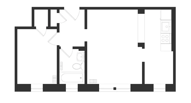 Floor plan 1 Bedroom, 1 Bath