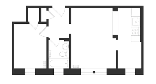 Floor plan 1 Bedroom, 1 Bath