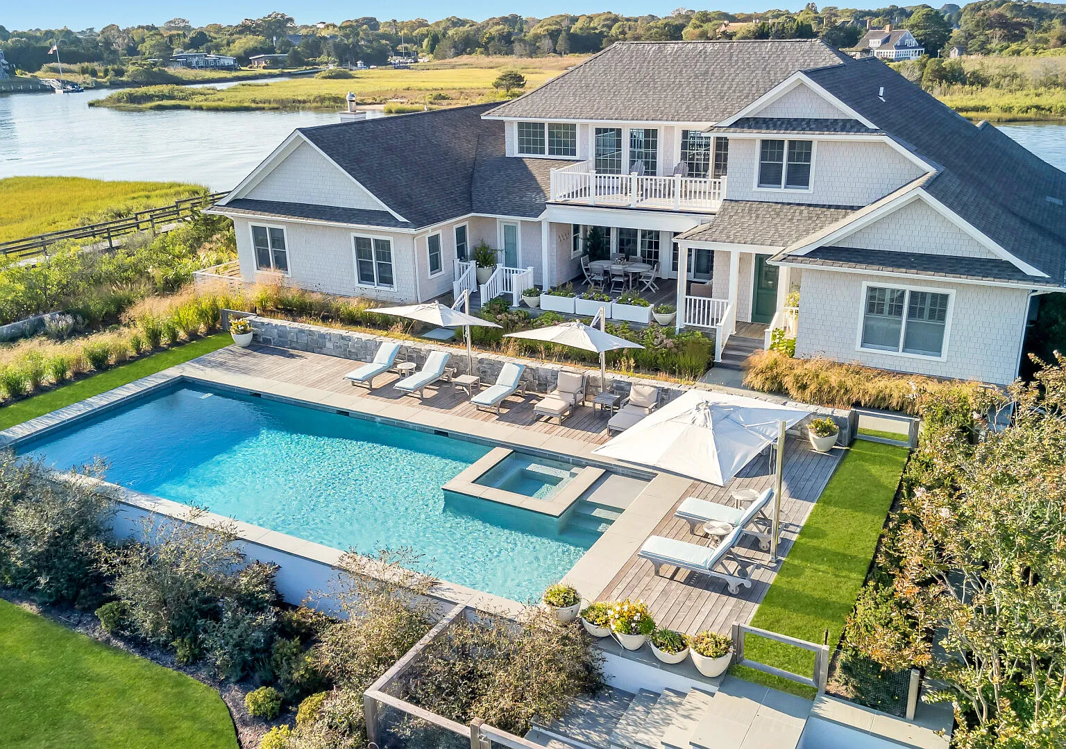 Quogue Waterfront Estate with Dock, Pool & Resort-Style Grounds — Photo 1