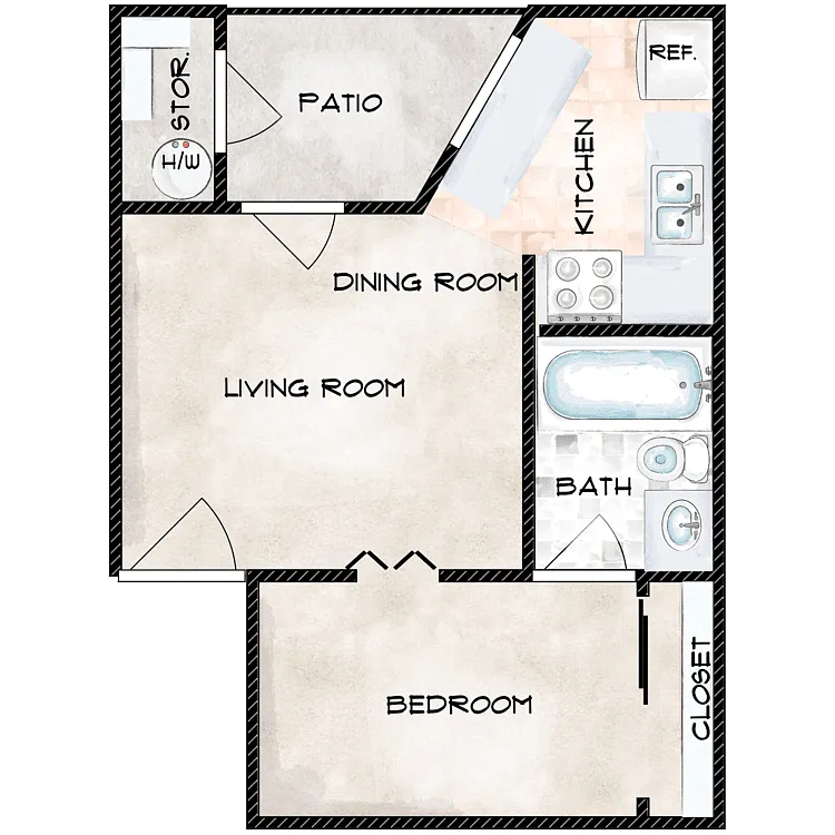 Floor plan 1 Bedroom A