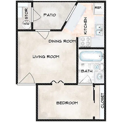 Floor plan 1 Bedroom A