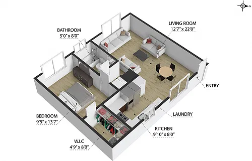 Floor plan 1 Bedroom 1 Bathroom