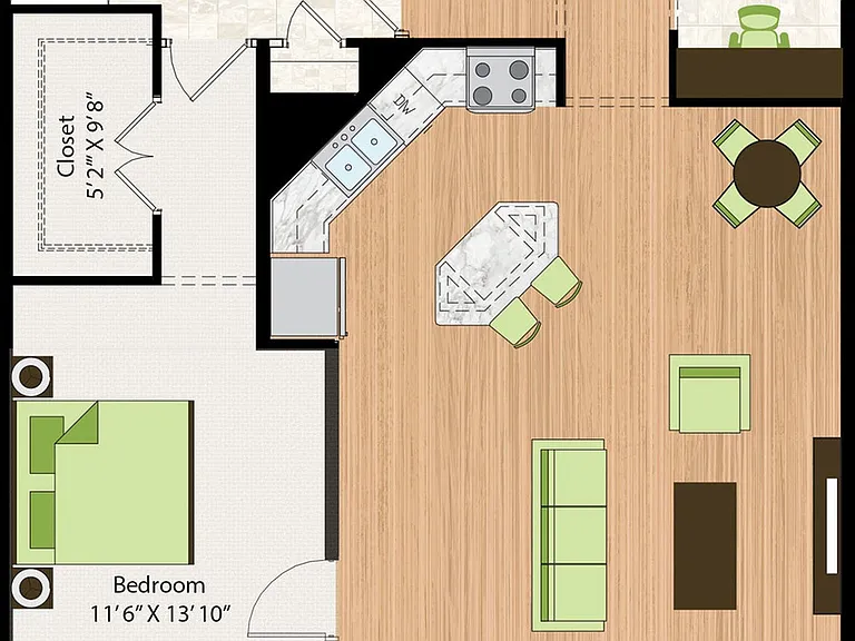 One Bedroom One Bath (961 SF) One Bedroom One Bath (961 SF)