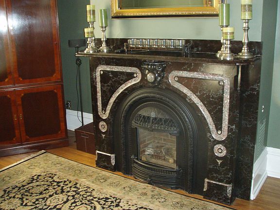 Marble fireplace in LR
