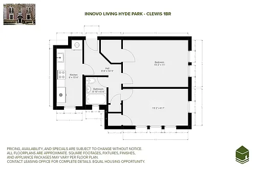 Floor plan Clewis 1 Bed 1 Bath