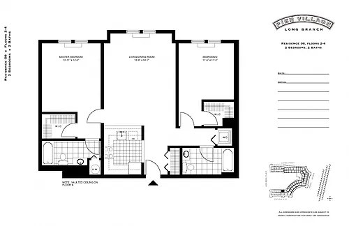 Floor plan P1 2BR 2BA (1127 SF)
