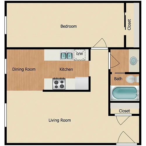 Floor plan 1 Bed 1 Bath