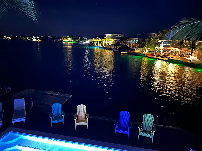 The evening view from the pool.