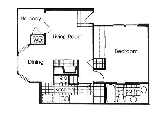 Floor plan 1 bedroom, 1 bathroom