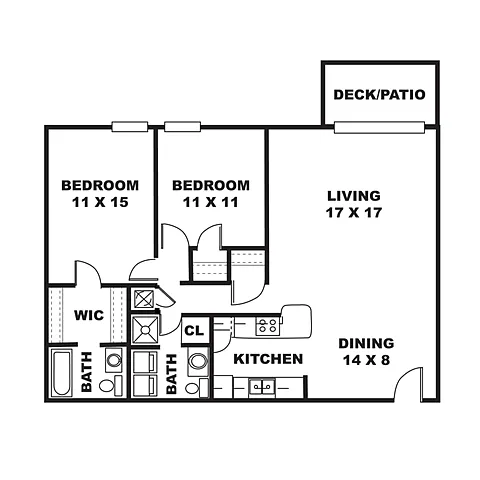 Floor plan 2 Bedroom, 2 Bathroom Extended