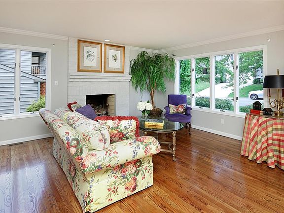 Living Room with stone gas fireplace