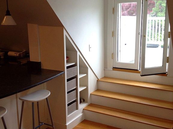 Stairs leading to private deck overlooking the Frederick Law Olmsted Courtyard