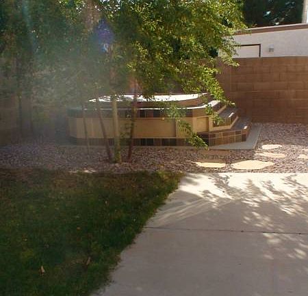 Backyard spa off of master bed