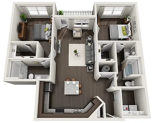 Floor plan Two Bedroom B2A