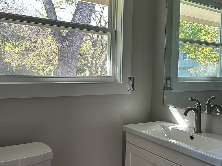 Upstairs bathroom with shower.