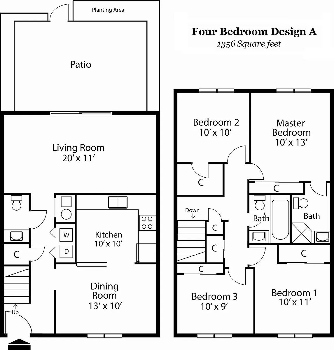 Floor plan D1 Townhome