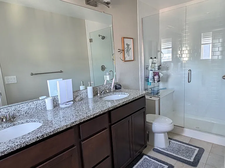 Master bathroom with double sinks