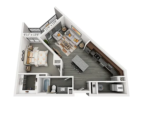 Floor plan One Bedroom A1G