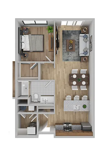 Floor plan 1BR/1BA - 799