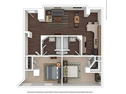 Floor plan 2 Bedroom 2 Bathrooms