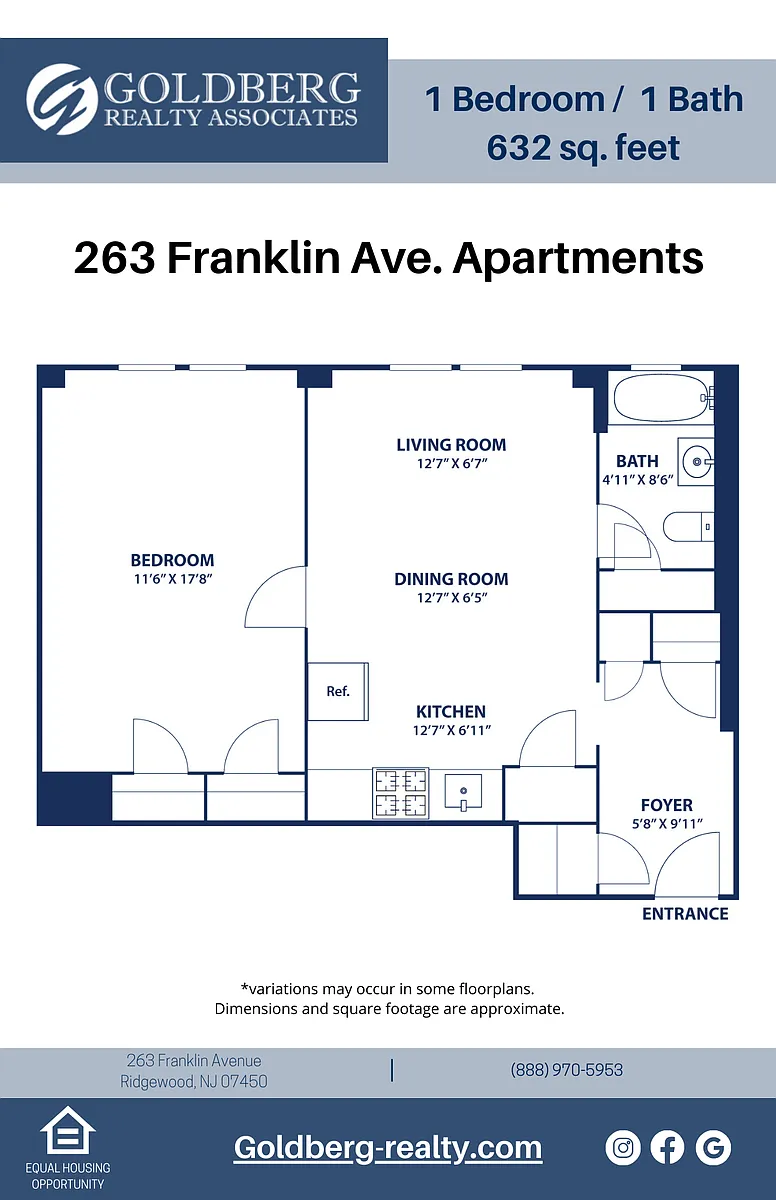 Floor plan One Bedroom 1 bath