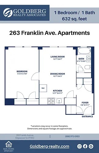 Floor plan One Bedroom 1 bath