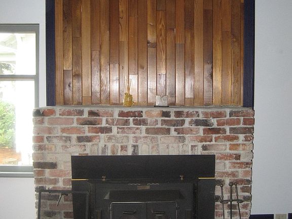 Beautiful fireplace and mantle.