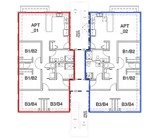 Floor plan 4-Bedroom by-the-bed