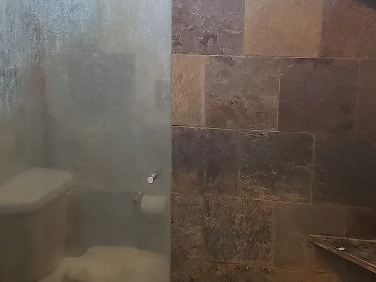 master bath , shower glass was cleaned since then