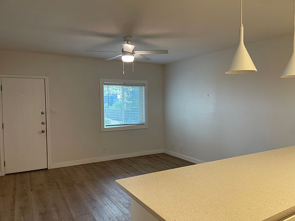 View of living room from edge of kitchen.