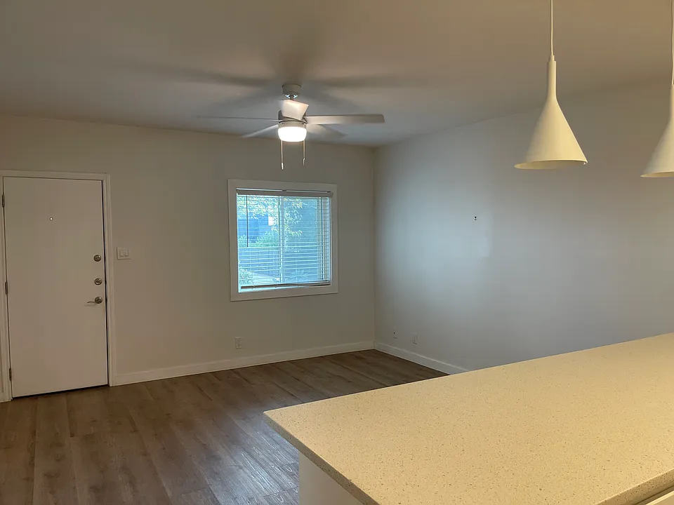 View of living room from edge of kitchen.