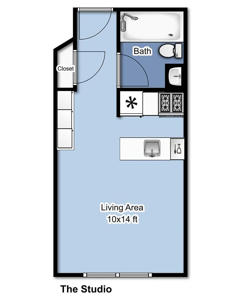 Floor plan Leland Tower - Studio