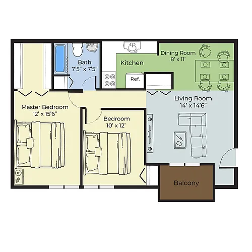 Floor plan Two Bedroom Dog Friendly