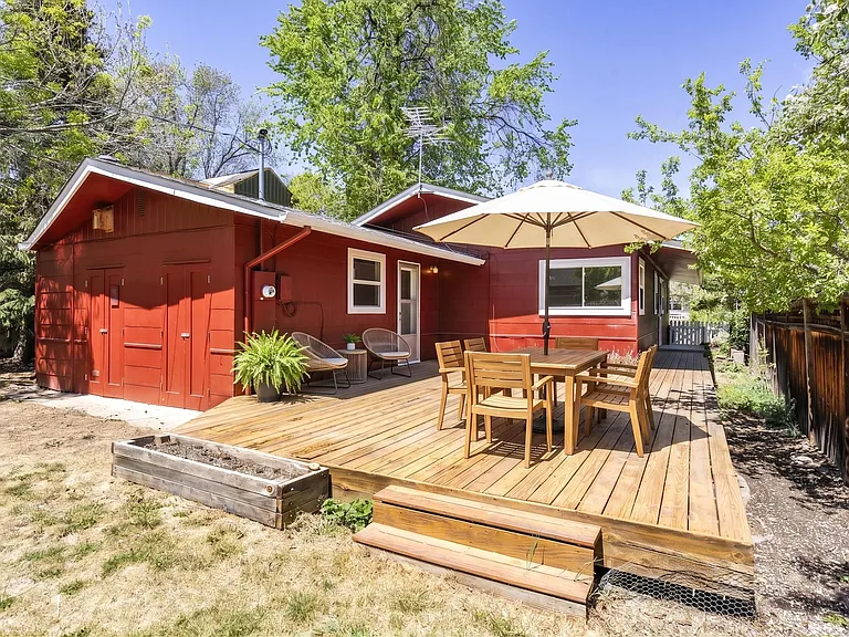 South facing backyard and deck