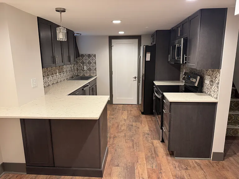 basement kitchen from great room living space