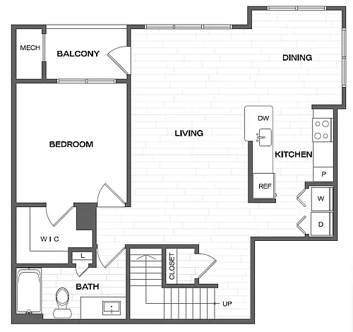 Floor plan 1 Bed/1 Bath-A5