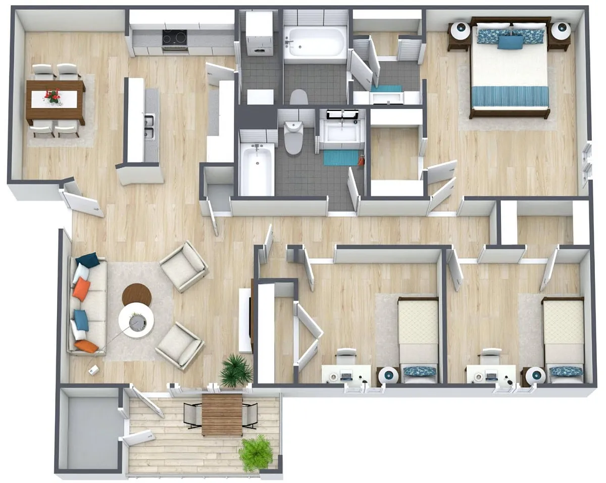 Floor plan 3BR - 2BTH Renovated