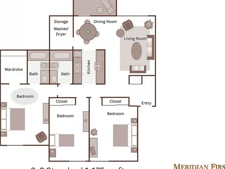 3x2 Standard l 1,175 sq ft l Meridian Firs 3x2 Standard l 1,175 sq ft l Meridian Firs