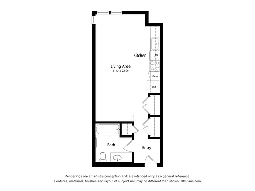 Floor plan Studio, 1 Bath C 30%