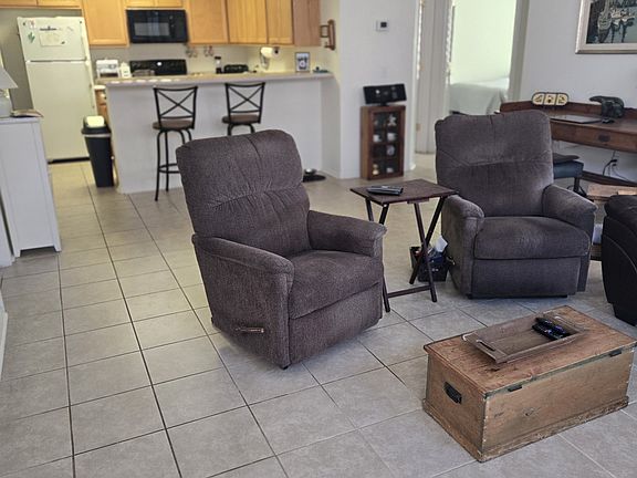 Living area looking into kitchen