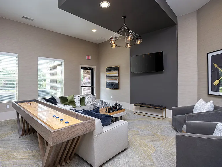 Lounge with shuffleboard