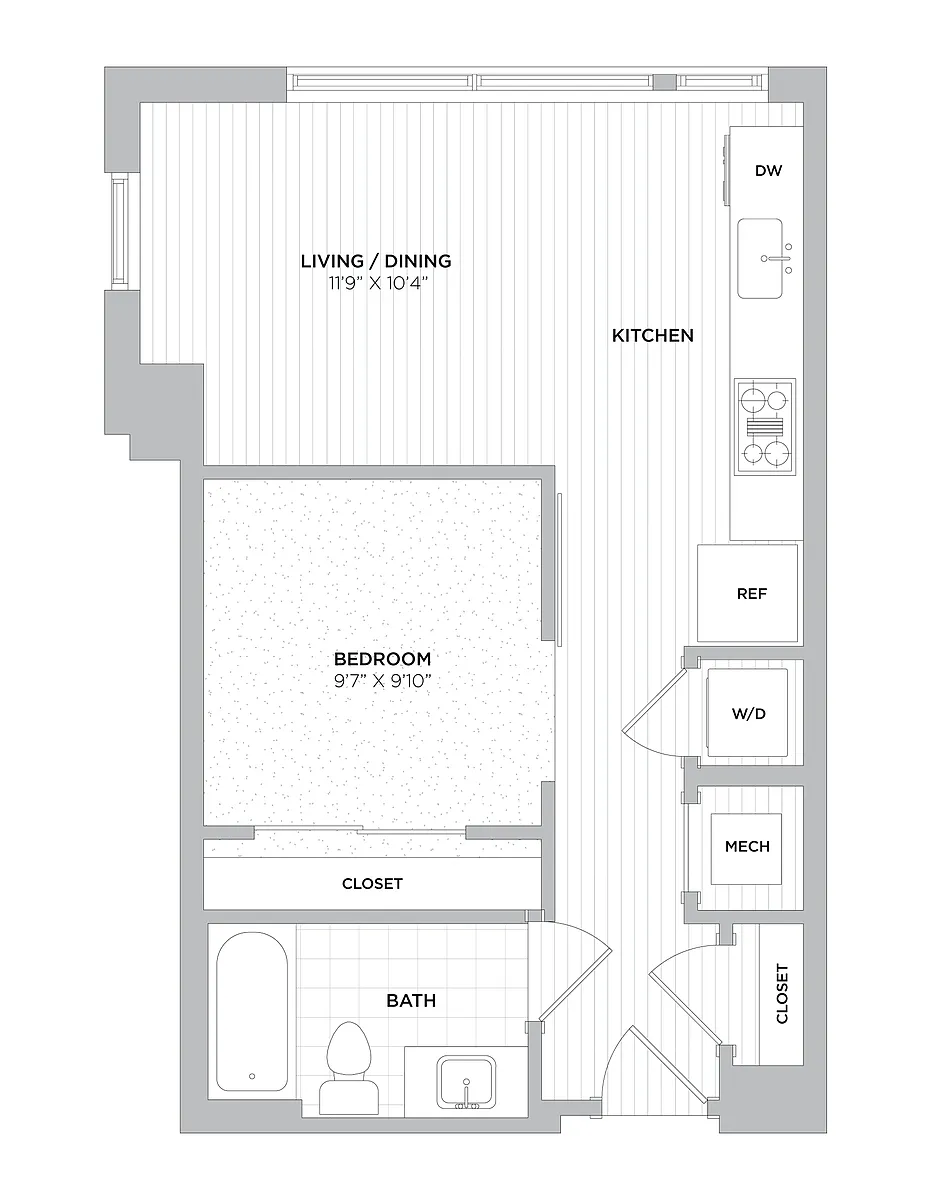 Floor plan JR 1 Bed/1 Bath-JR1