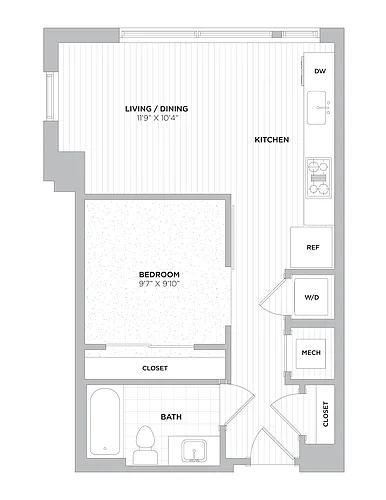 Floor plan JR 1 Bed/1 Bath-JR1