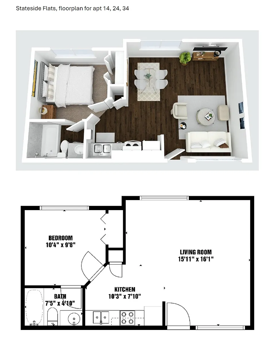 Floor plan 1 Bed 1 Bath