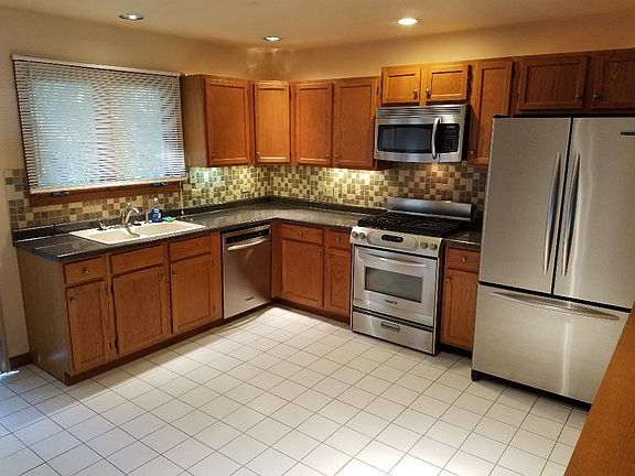 High end stainless appliances.