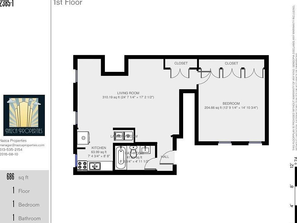 2385 Vine St. Apt. 1 Floorplan
