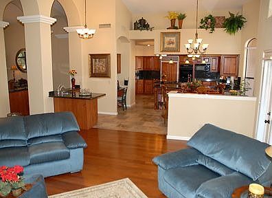 Home is light and bright with high ceilings and lots of windows.